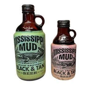 Vintage Mississippi Mud 1996 Black & Pink Porter 1 Quart Glass Beer Bottle